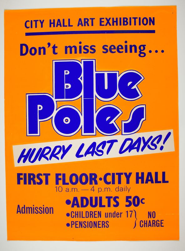 Photograph of poster referencing Blue Poles exhibition