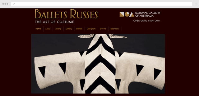 Screenshot of Ballet Russes the Art of Costume Exhibition web page