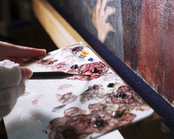 Close up photograph of painting palette.