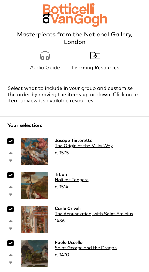 A screen shot of a web page showing a number of check boxes next to thumbnail images