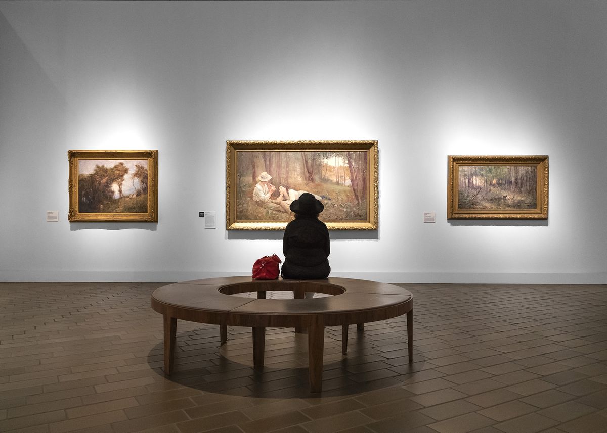 Woman viewing new acquisitions